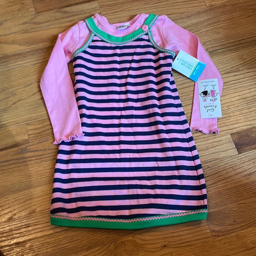 NWT- Chez Ami two piece dress-size 5/6-pink, blue and green-Adorable!